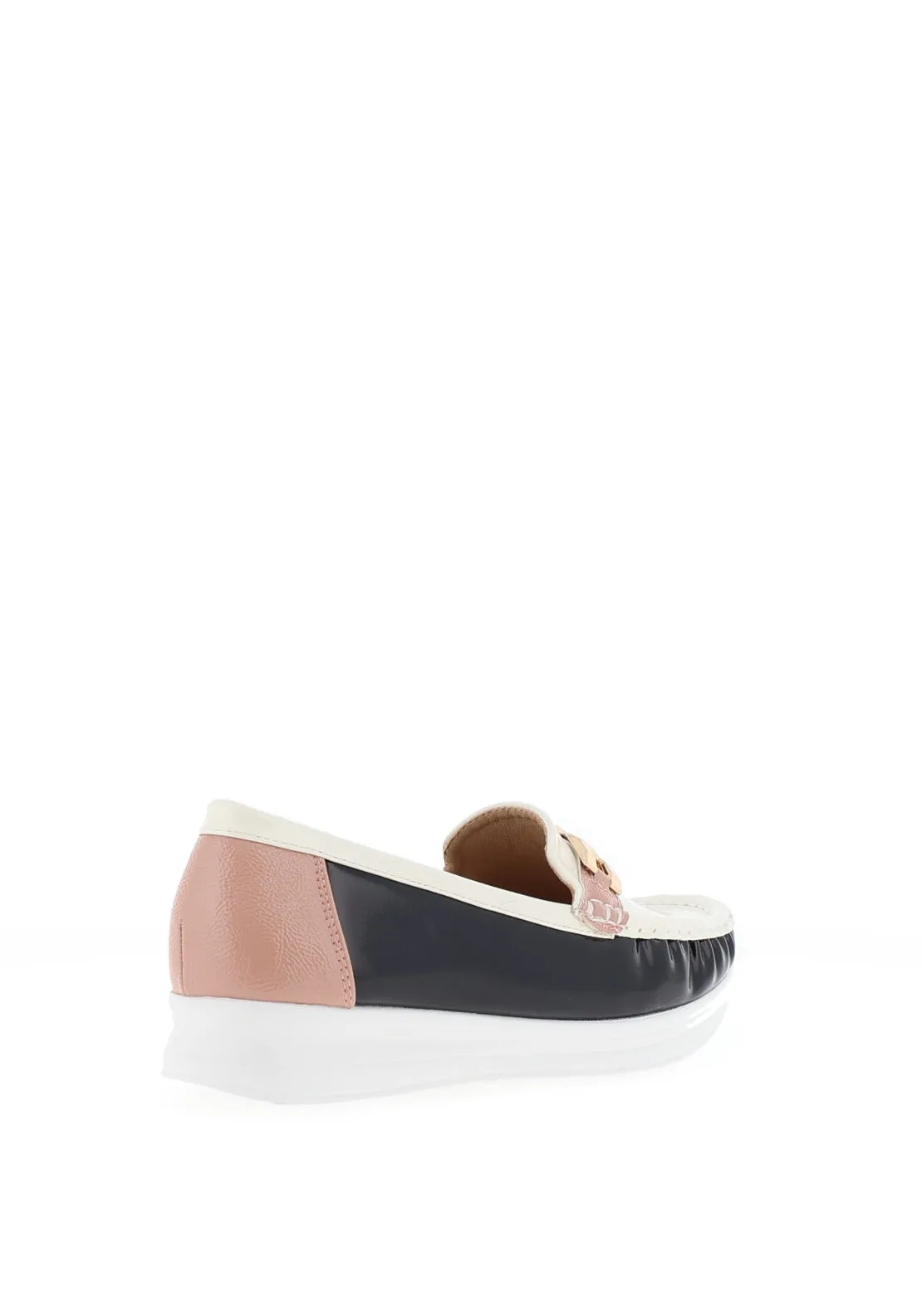 REDZ Patent Desk Inspired Loafer, Navy & Salmon