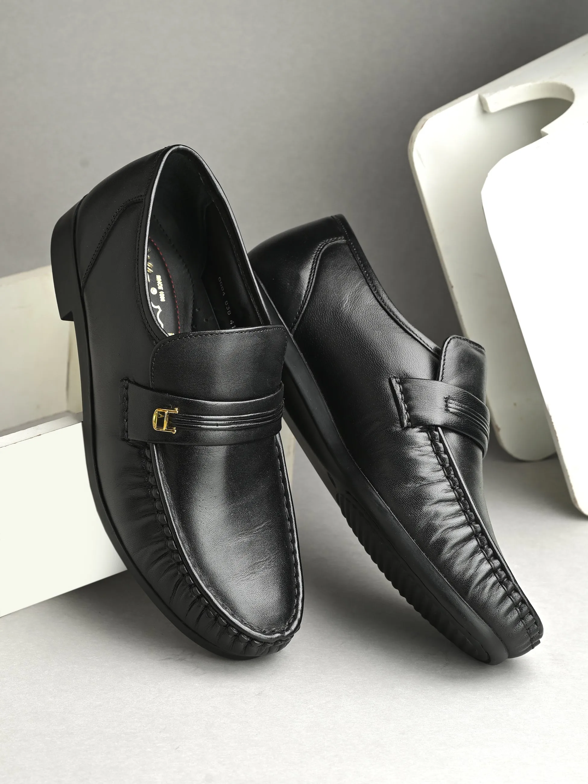 Richard Black Leather Formal Cushion Loafers