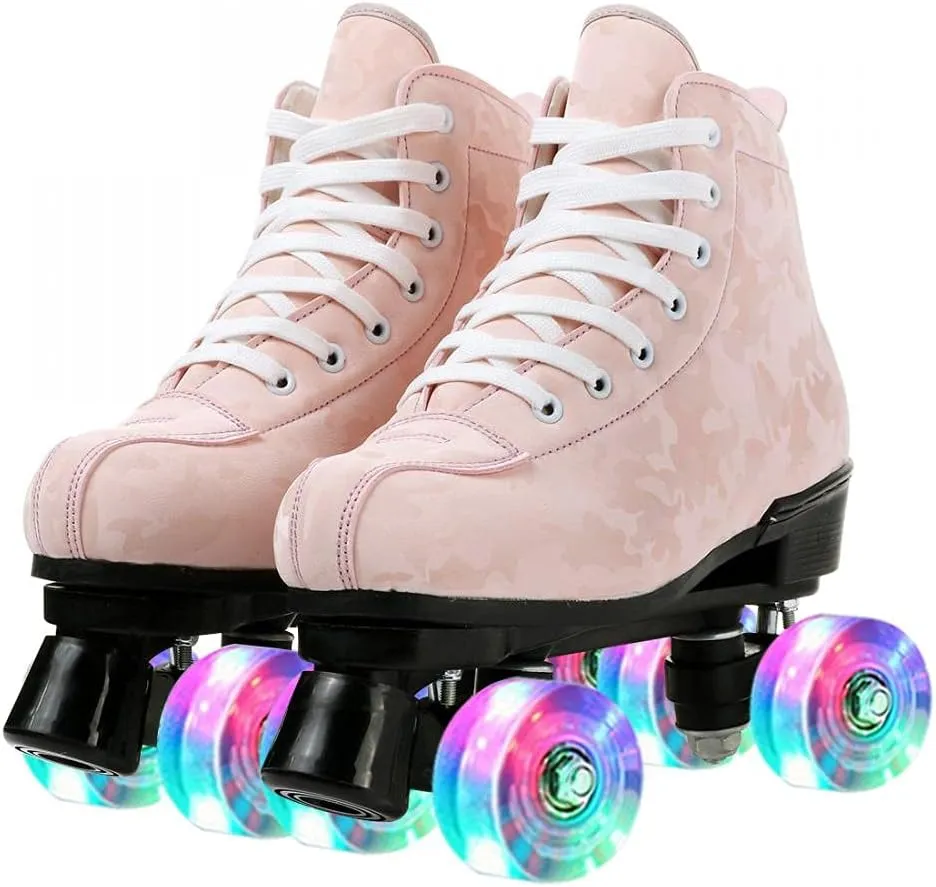 Risup Classic High-Top Skates - Double-Row, Four-Wheel Roller Skates for Women, Men, Unisex - Cowhide Shoes