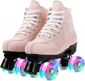 Risup Classic High-Top Skates - Double-Row, Four-Wheel Roller Skates for Women, Men, Unisex - Cowhide Shoes