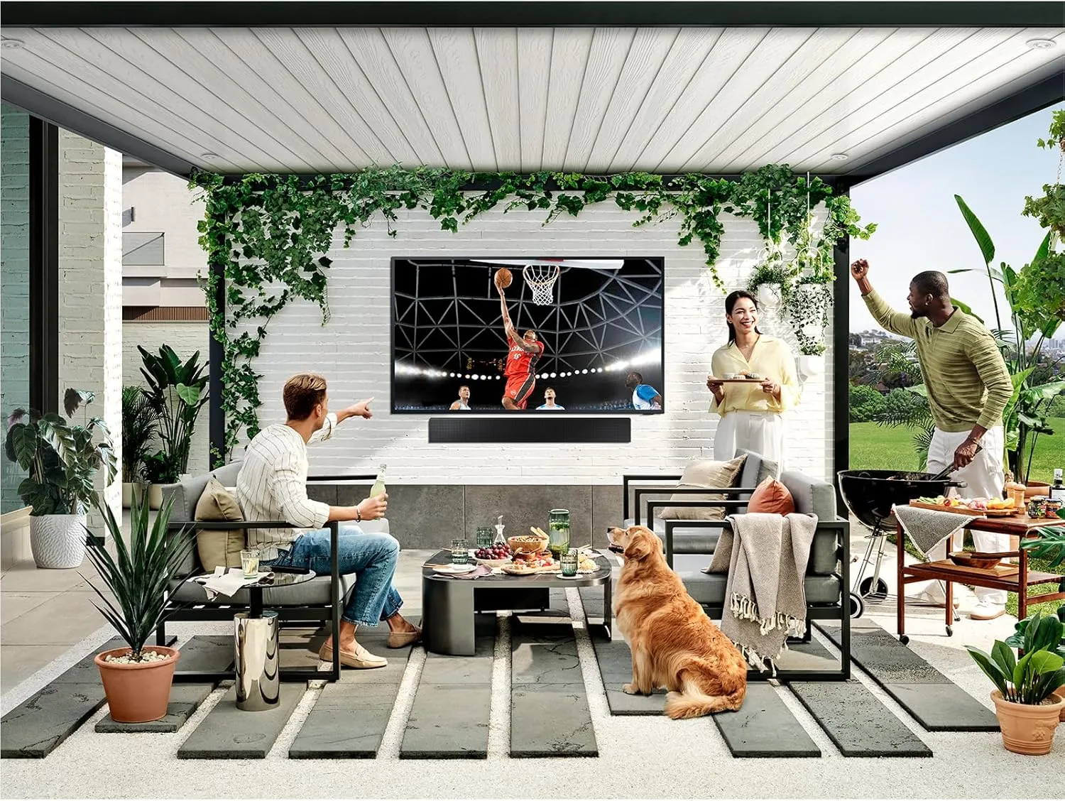 SAMSUNG 55-Inch Class Neo QLED 4K The Terrace Partial Sun, Quantum HDR , Dolby Atmos, Wide Viewing Angle, Weather Resistant, Anti-Glare Outdoor Smart TV w/Alexa Built-in, (QN55LST7DAFXZA, 2024 Model)