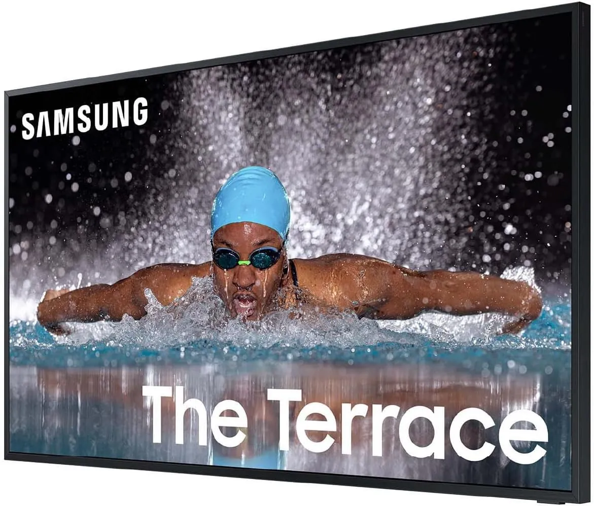 SAMSUNG 55-Inch Class Neo QLED 4K The Terrace Partial Sun, Quantum HDR , Dolby Atmos, Wide Viewing Angle, Weather Resistant, Anti-Glare Outdoor Smart TV w/Alexa Built-in, (QN55LST7DAFXZA, 2024 Model)