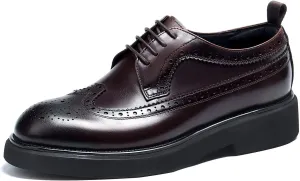 Santimon Men's Oxfords Formal Dress Wingtip Brogue Classic Lace-up Derby Genuine Leather Fashion Comfortable Shoes Buinsess Casual Prom Wedding Tuxedo Shoes for Men