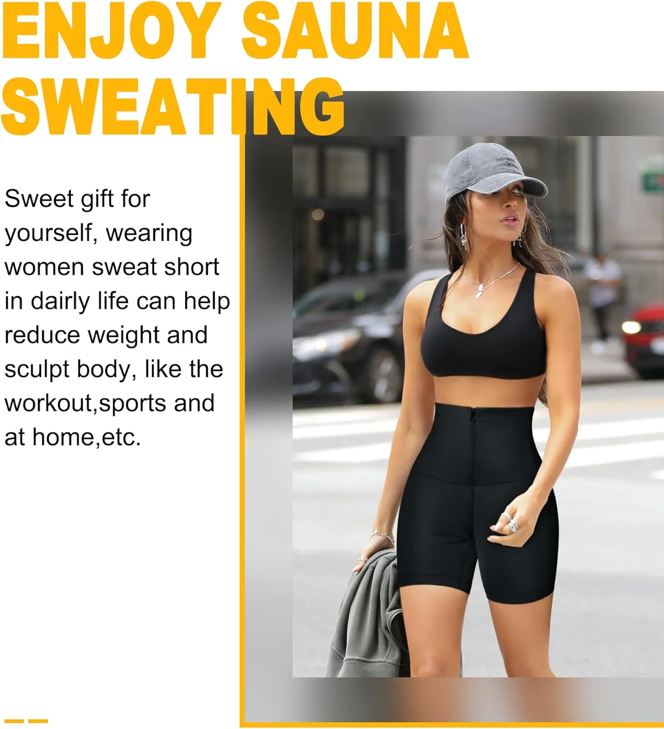 SCARBORO Sauna Sweat Shorts for Women Waist Trainer Leggings Workout Suit Compression Body Shaper Band