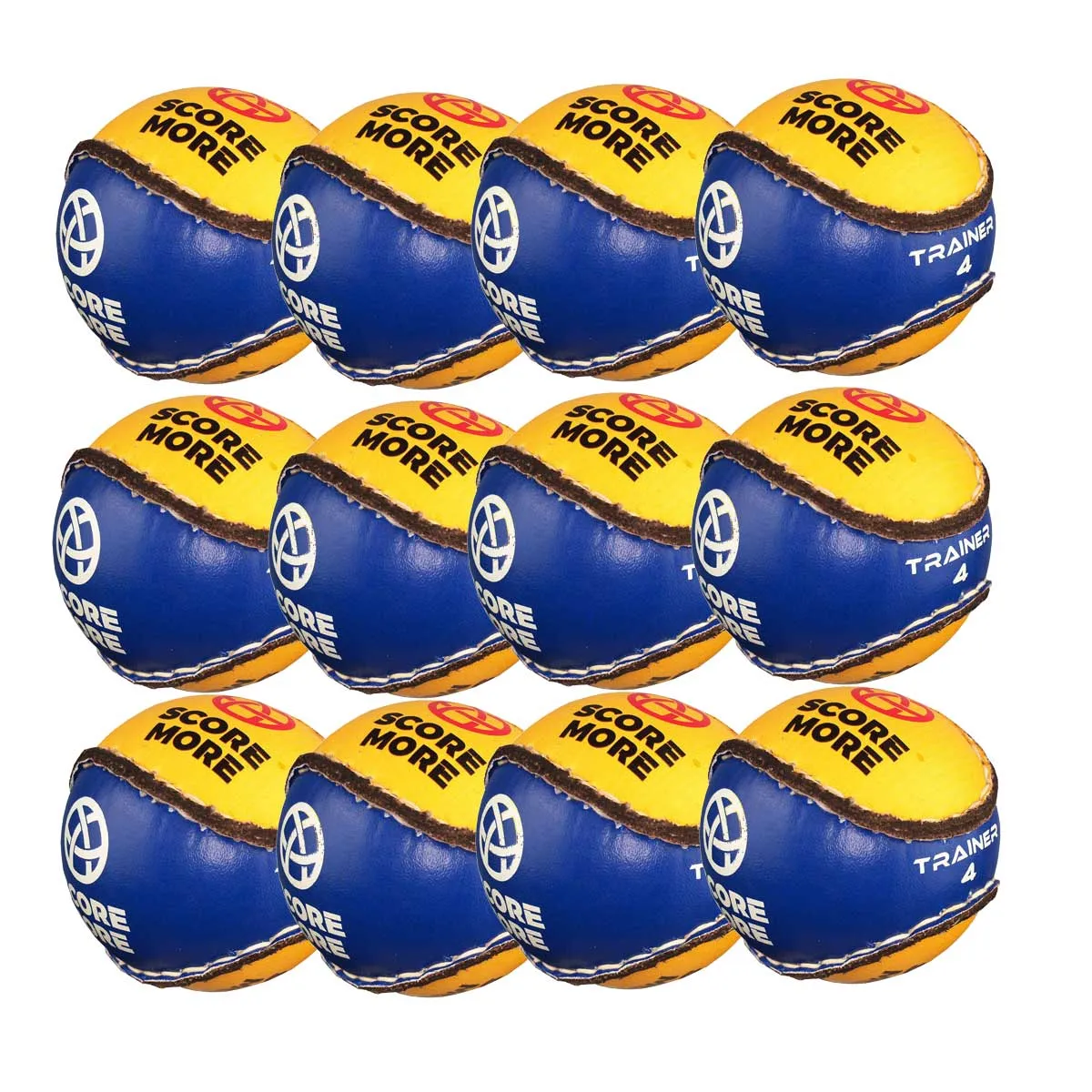 Score More Training Sliotar Size 4  Blue & Yellow Pack of 12