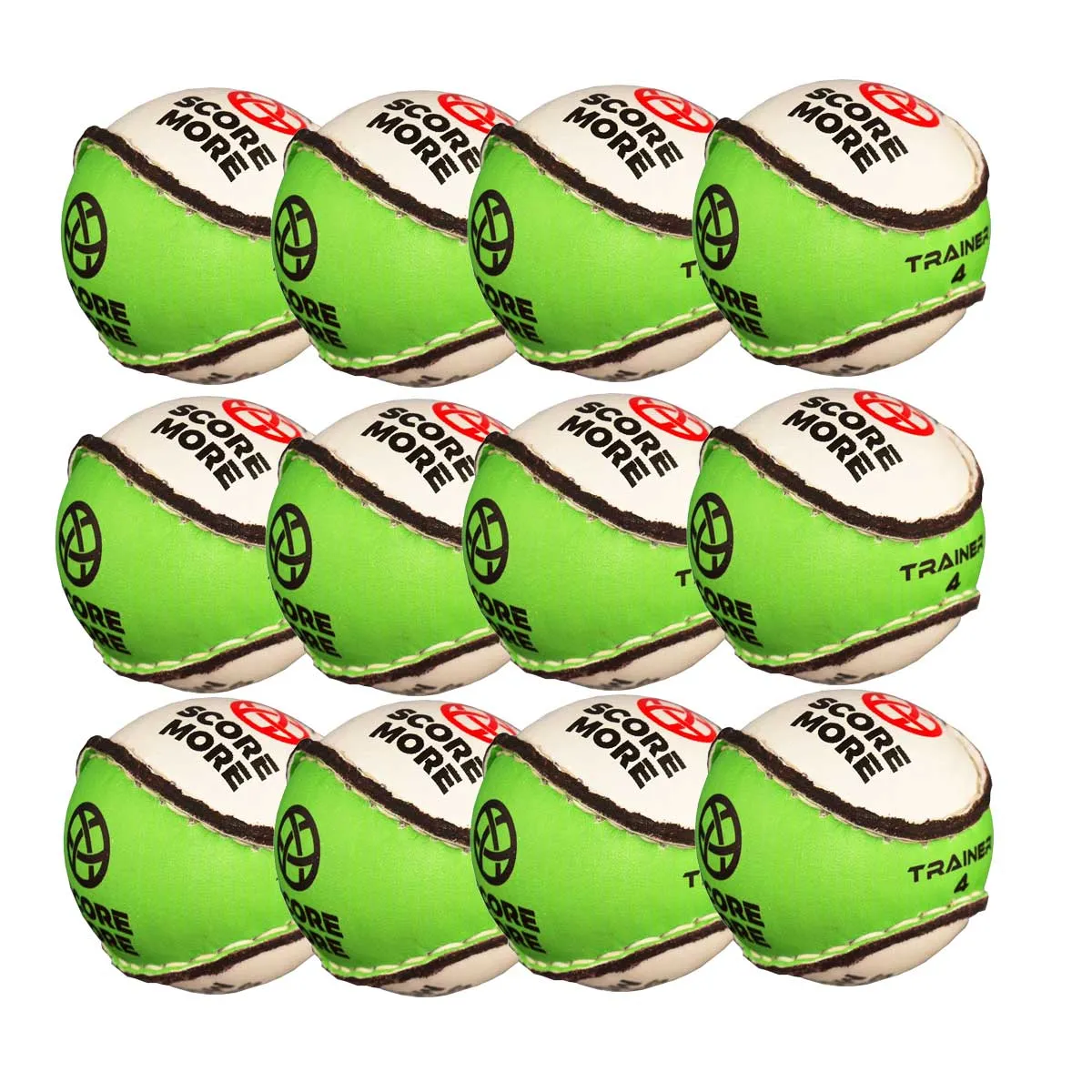 Score More Training Sliotar Size 4  Green & White Pack of 12