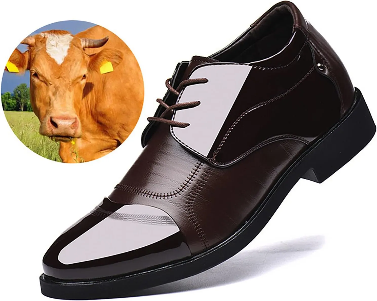 Semi Formal Shoes Men Without Laces High Rise Men's Lacquer Leather British Splice Business Casual Shoes Gentlemen's Leather Shoes Oxfords Shoes for Men Formal
