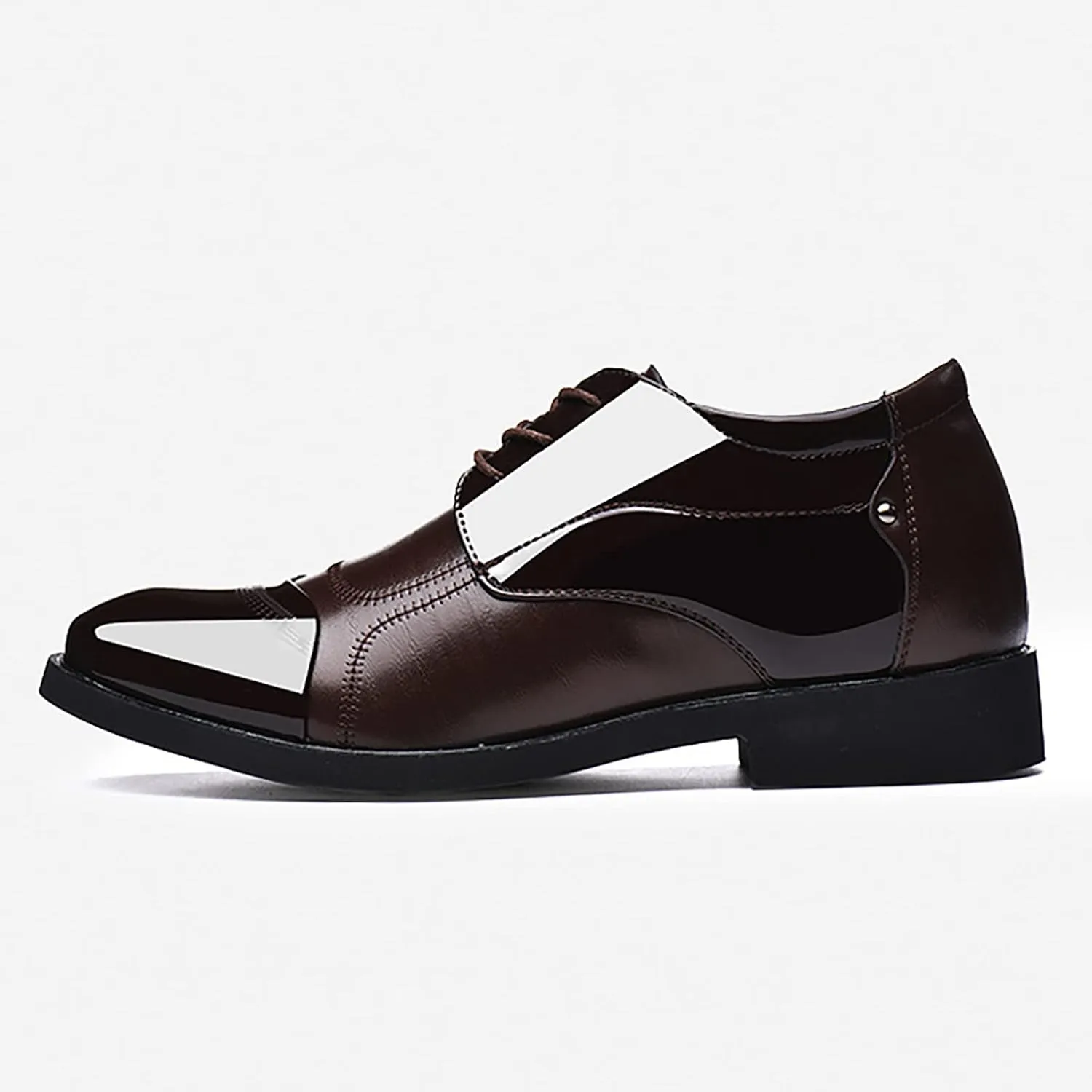 Semi Formal Shoes Men Without Laces High Rise Men's Lacquer Leather British Splice Business Casual Shoes Gentlemen's Leather Shoes Oxfords Shoes for Men Formal