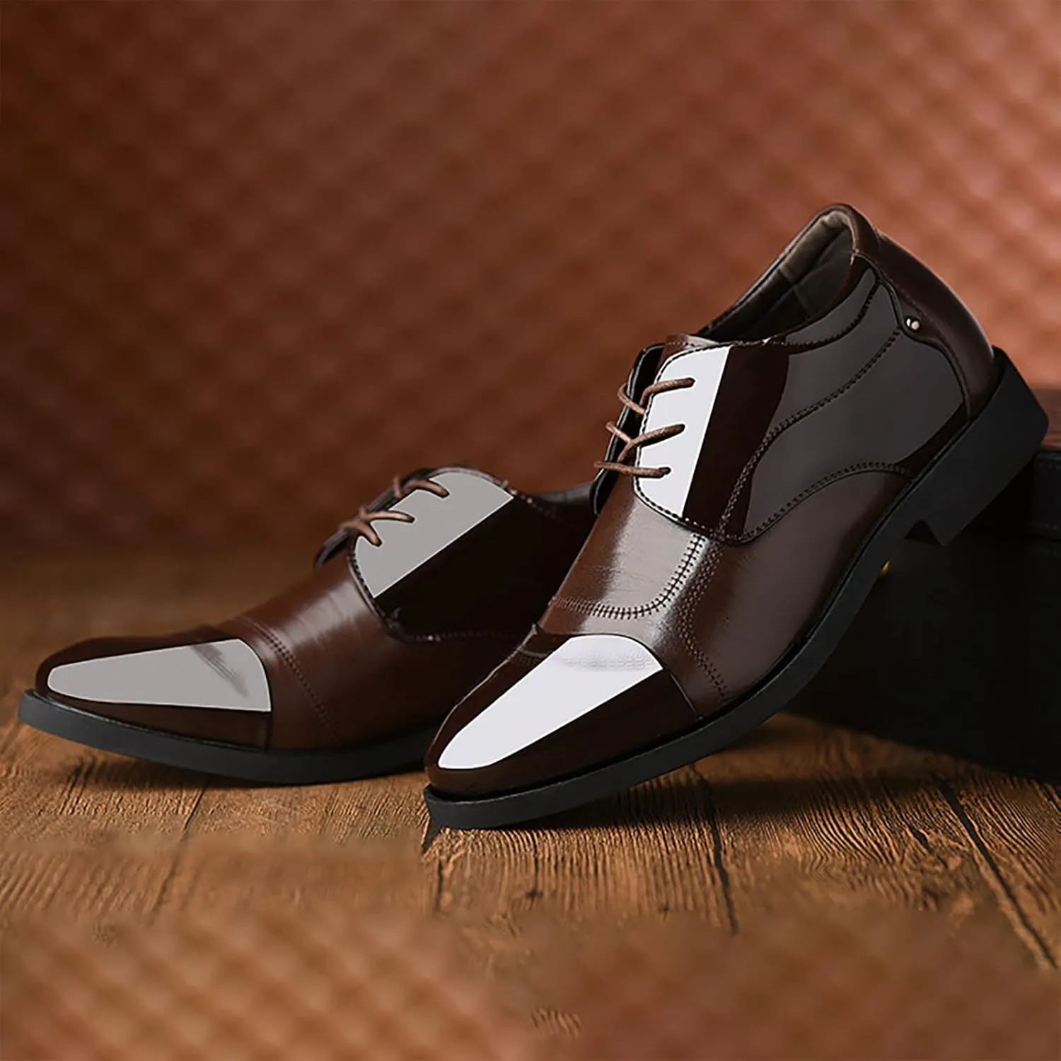 Semi Formal Shoes Men Without Laces High Rise Men's Lacquer Leather British Splice Business Casual Shoes Gentlemen's Leather Shoes Oxfords Shoes for Men Formal
