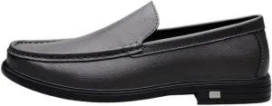 Slip On Round Toe Solid Color Leather Loafer Shoes Comfortable Anti-Slip Lightweight Prom Outdoor