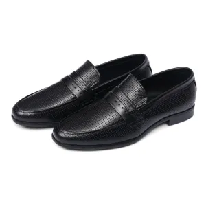 Smeaton - Men's Black Pebble Grain Leather Loafer - LS-14