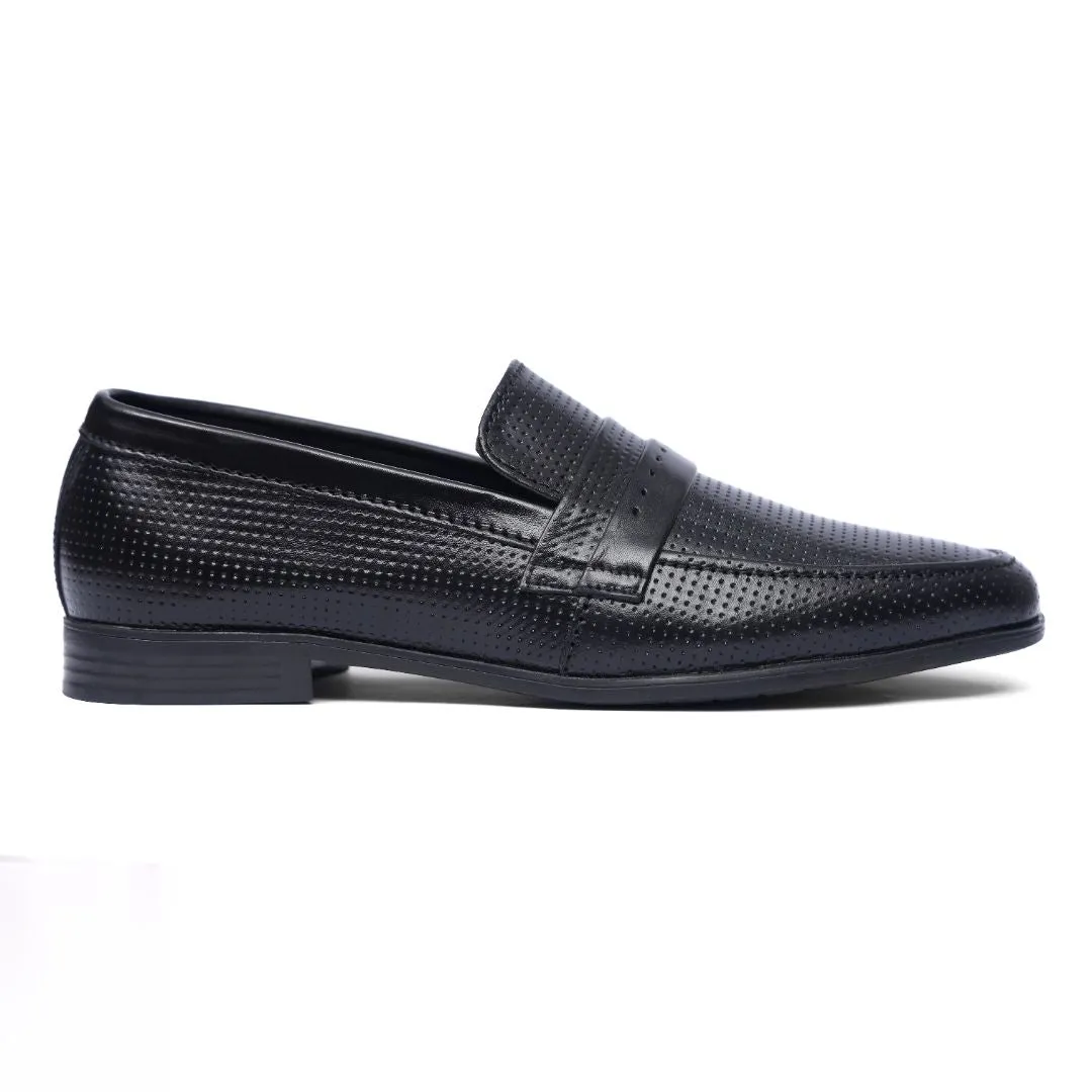 Smeaton - Men's Black Pebble Grain Leather Loafer - LS-14