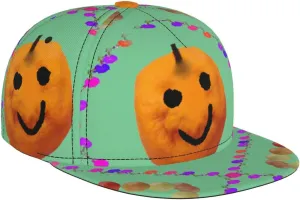 Smiley Citrus Outdoor Sports Baseball Cap, Daily Sports Adjustable Fashionable Flat Brim hat, Unisex Four-Season Outdoor Sports Cap, Black