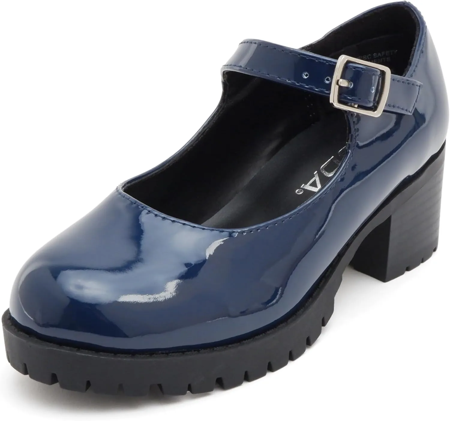 Soda Boxer-2 Kids/Children/Girls Fashion Mary Jane Style Rounded Chunky Block Lug Sole Heel with Adjustable Strap
