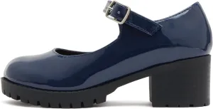 Soda Boxer-2 Kids/Children/Girls Fashion Mary Jane Style Rounded Chunky Block Lug Sole Heel with Adjustable Strap