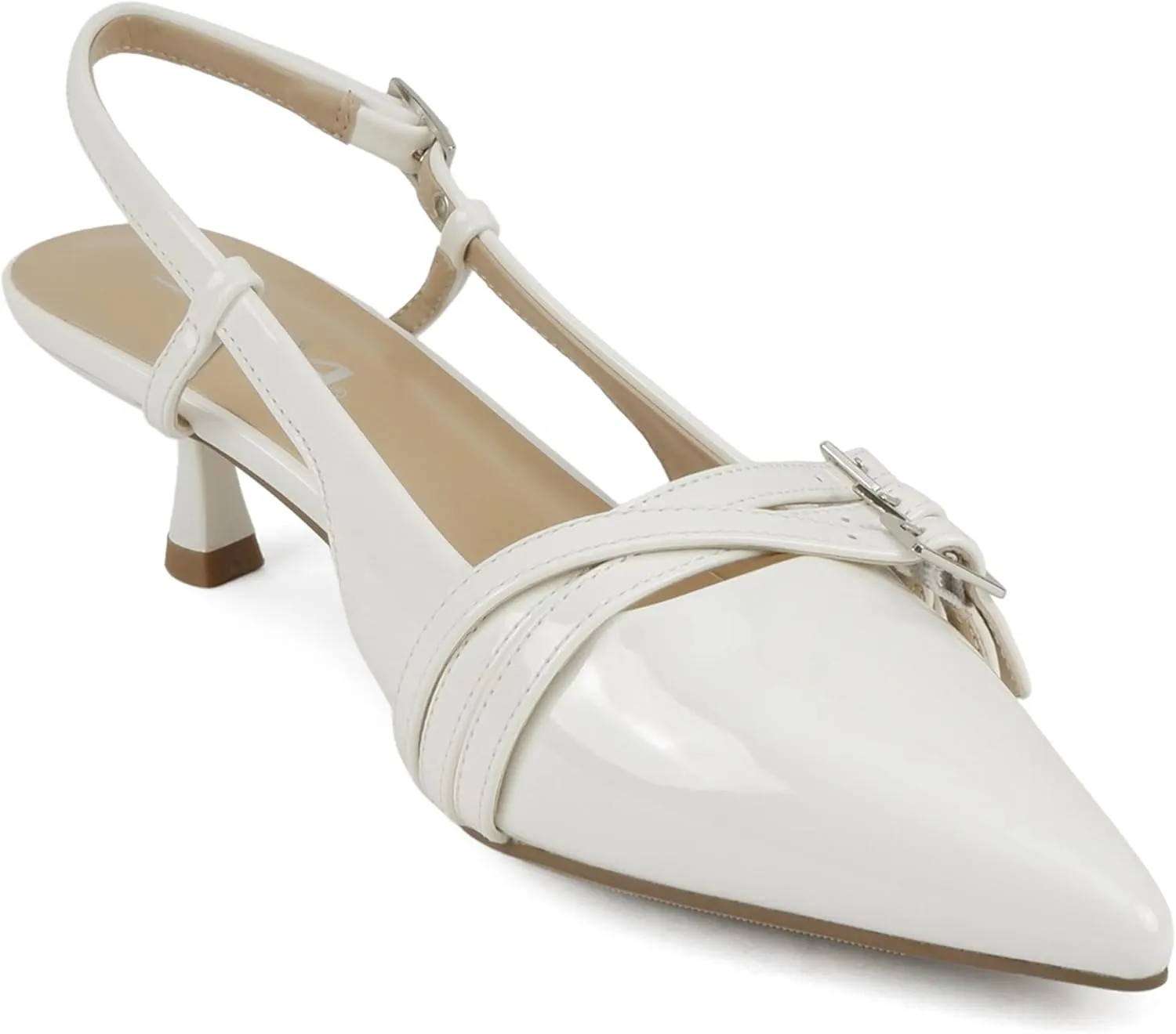 Soda Expo ~ Women Pointed Toe Multi-Strap Kitten Heel Dress Pumps