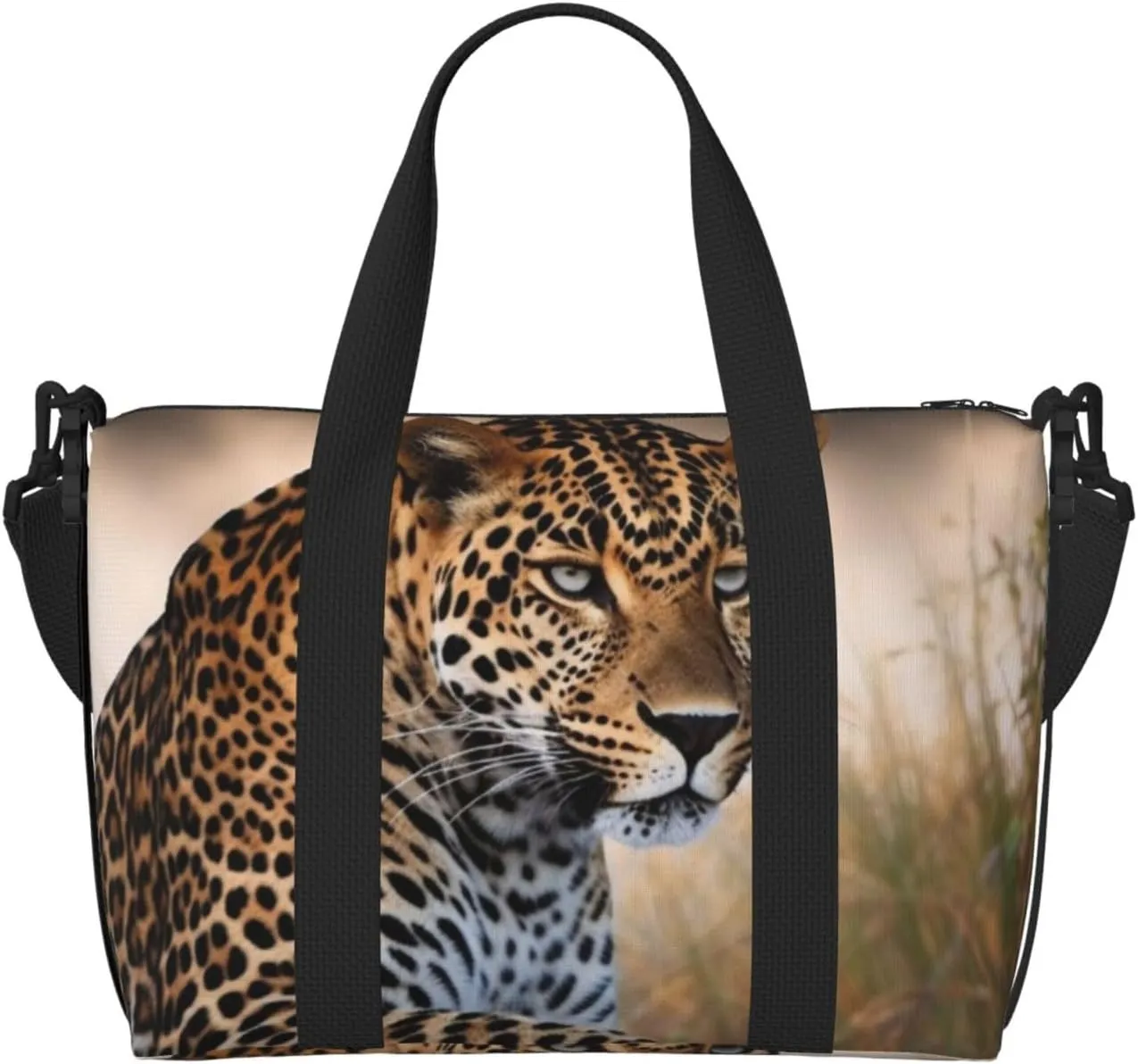 Sports Gym Bag for Women Men Travel Duffel Bag Tote African Animal Leopard Weekender Bag Canvas Carry on Overnight Bag for Travel Swimming Fitness Workout Sports Duffle Bag
