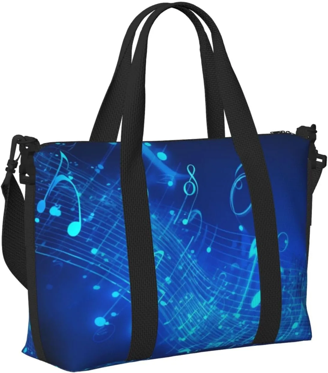 Sports Gym Bag for Women Men Travel Duffel Bag Tote Blue Musical Notes Weekender Bag Canvas Carry on Overnight Bag for Travel Swimming Fitness Workout Sports Duffle Bag