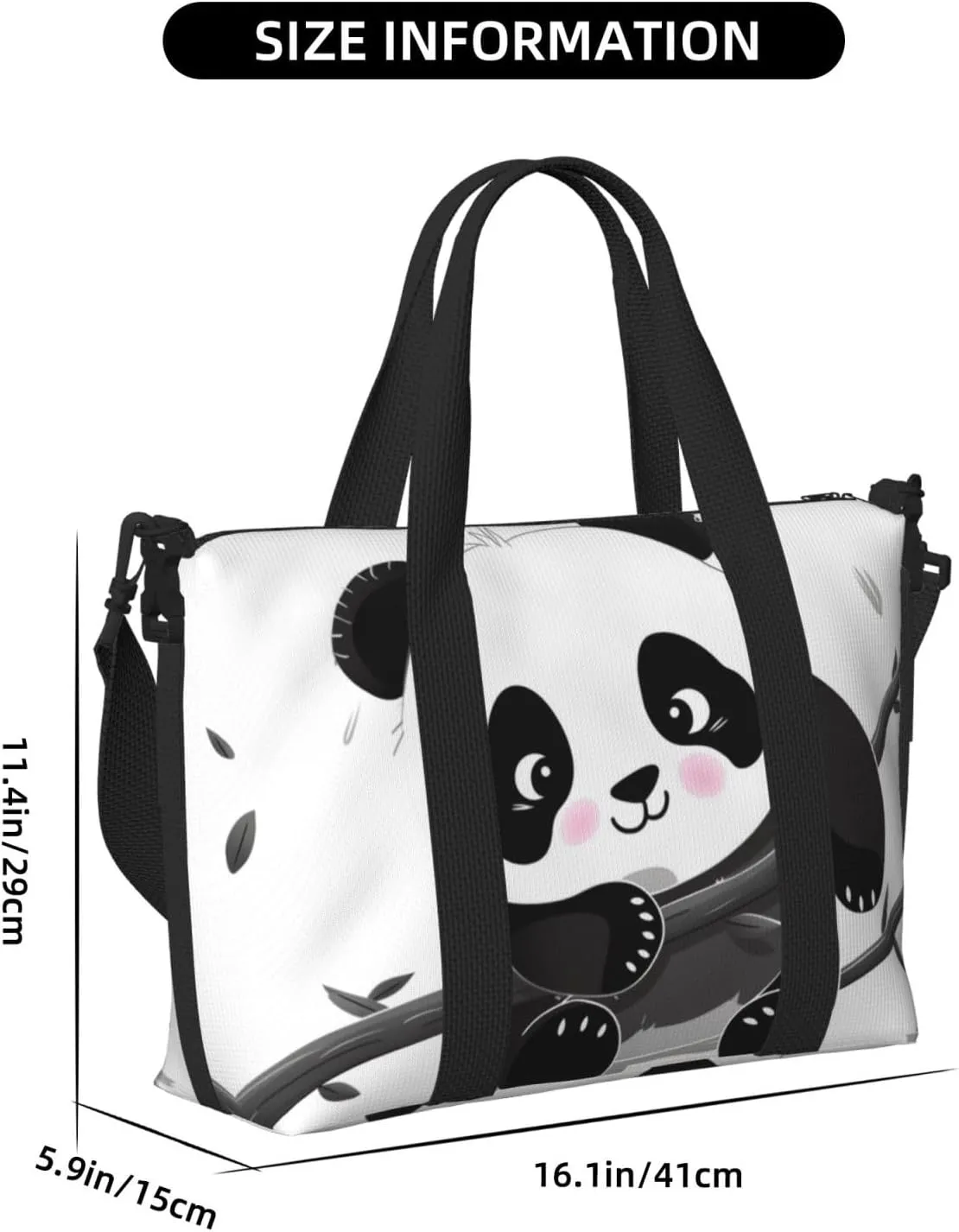 Sports Gym Bag for Women Men Travel Duffel Bag Tote Cute Pandas Weekender Bag Canvas Carry on Overnight Bag for Travel Swimming Fitness Workout Sports Duffle Bag