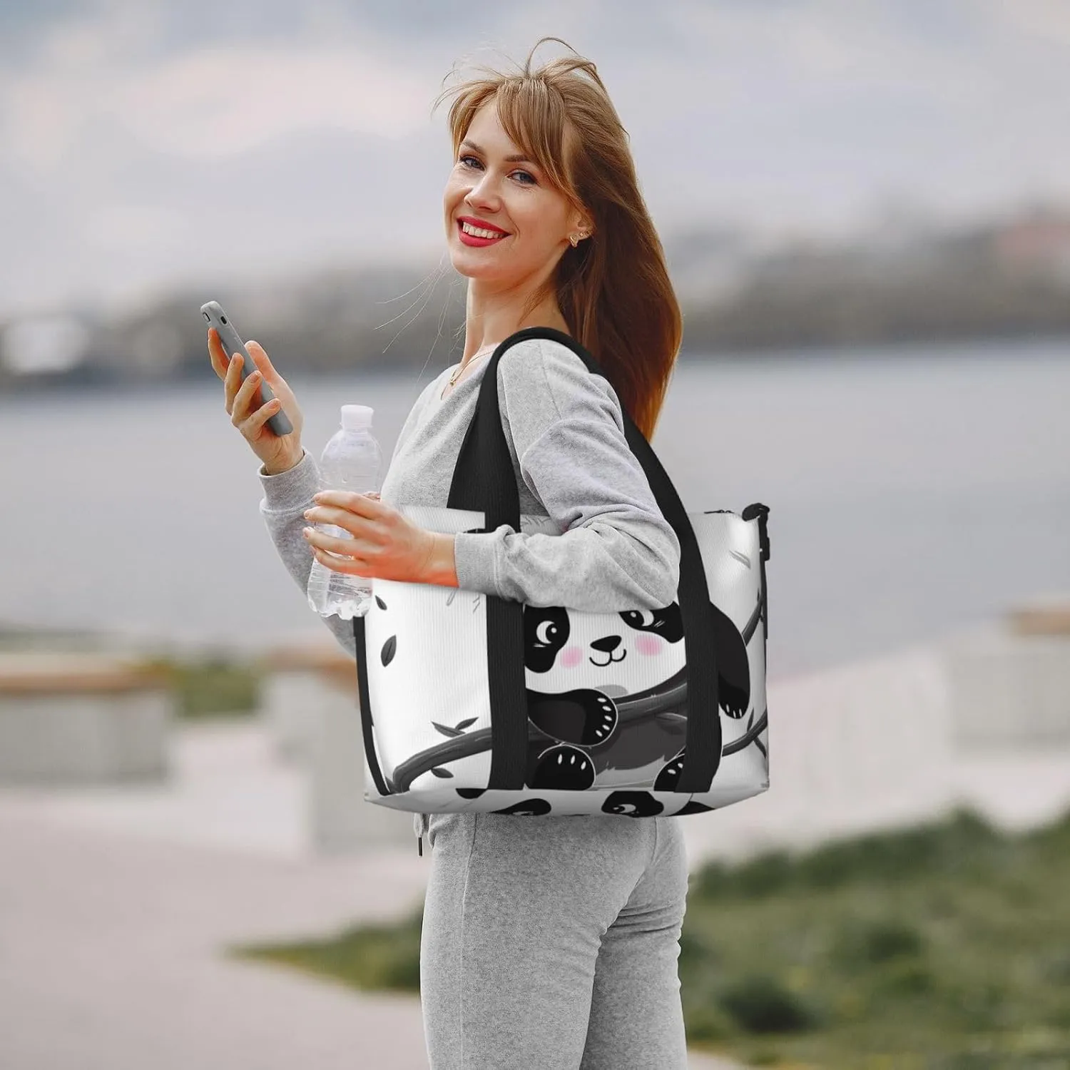 Sports Gym Bag for Women Men Travel Duffel Bag Tote Cute Pandas Weekender Bag Canvas Carry on Overnight Bag for Travel Swimming Fitness Workout Sports Duffle Bag