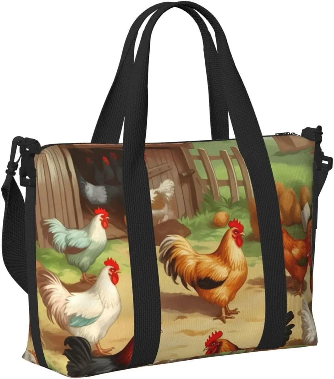 Sports Gym Bag for Women Men Travel Duffel Bag Tote Roast Chicken Hen Farm Weekender Bag Canvas Carry on Overnight Bag for Travel Swimming Fitness Workout Sports Duffle Bag
