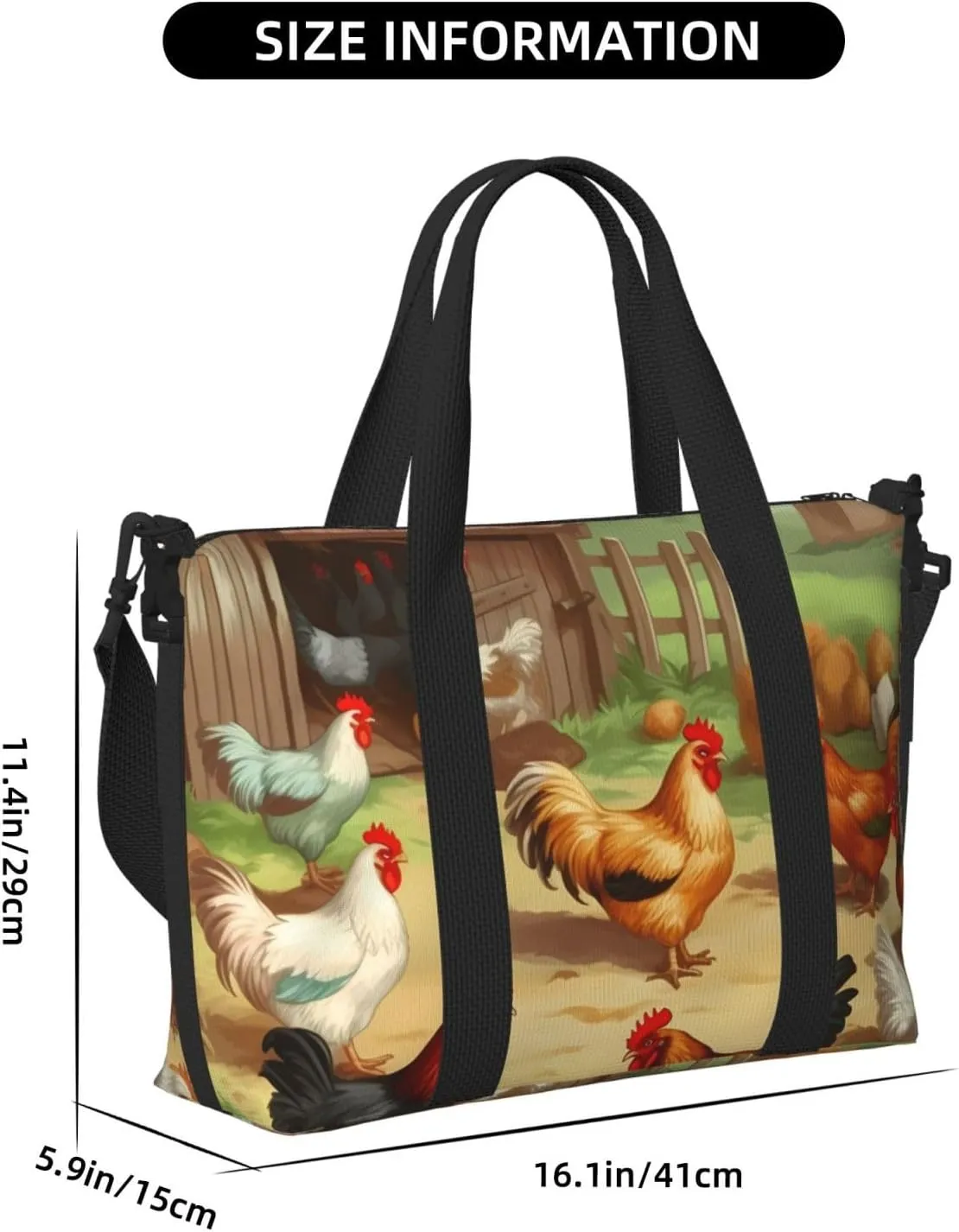 Sports Gym Bag for Women Men Travel Duffel Bag Tote Roast Chicken Hen Farm Weekender Bag Canvas Carry on Overnight Bag for Travel Swimming Fitness Workout Sports Duffle Bag