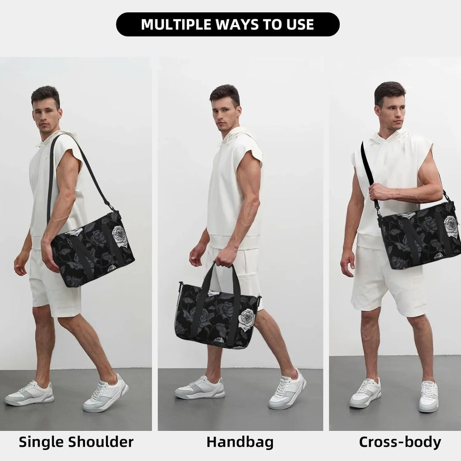 Sports Gym Bag for Women Men Travel Duffel Bag Tote Rose gothic Weekender Bag Canvas Carry on Overnight Bag for Travel Swimming Fitness Workout Sports Duffle Bag