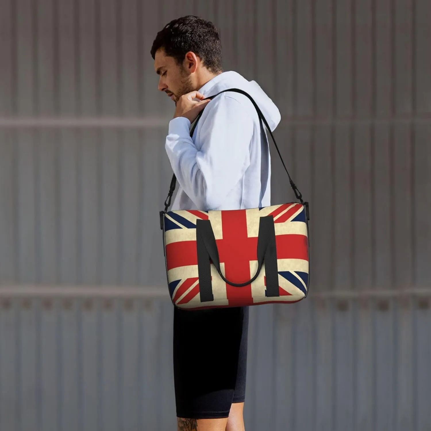 Sports Gym Bag for Women Men Travel Duffel Bag Tote UK Flag Weekender Bag Canvas Carry on Overnight Bag for Travel Swimming Fitness Workout Sports Duffle Bag