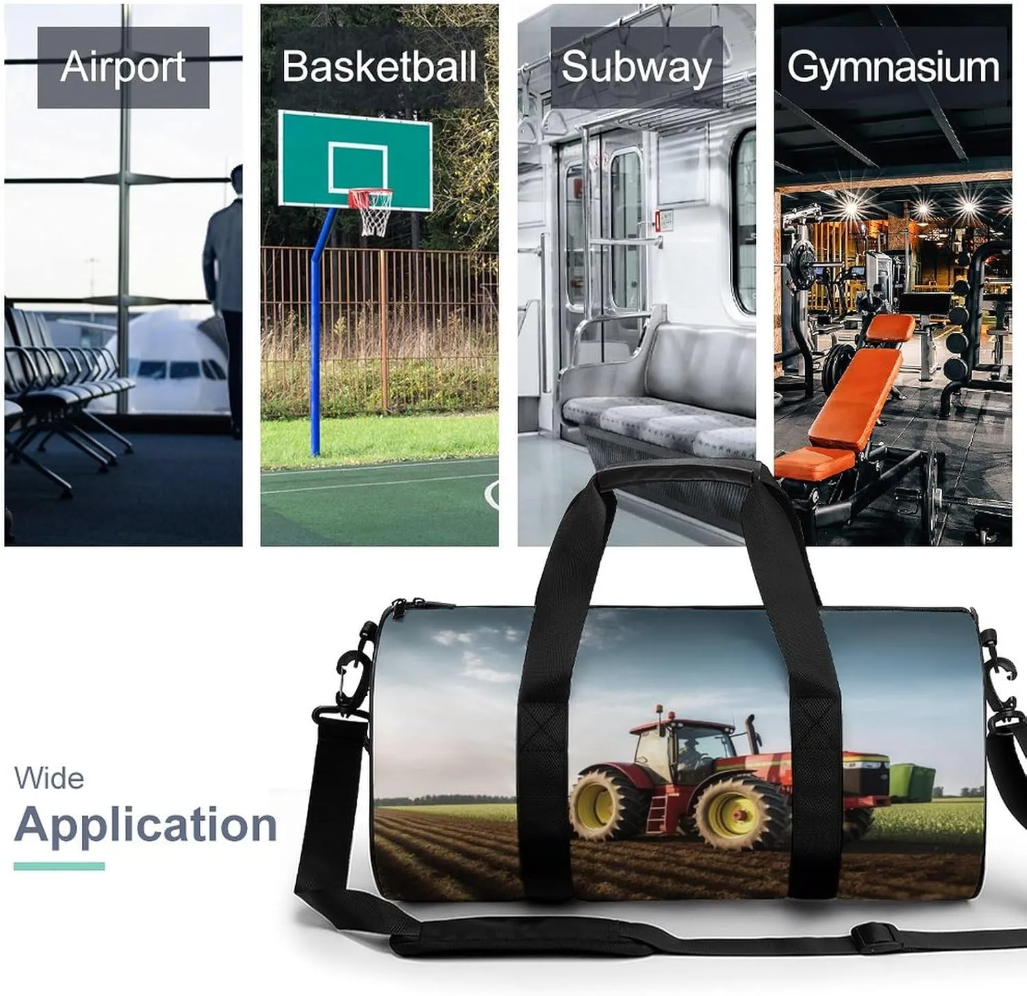 Sports Gym Bag for Women Men Travel Duffel Bag Tote Weekender Bag Tractor Farm Carry on Overnight Bag for Travel Swimming Fitness Workout Sports Duffle Bag