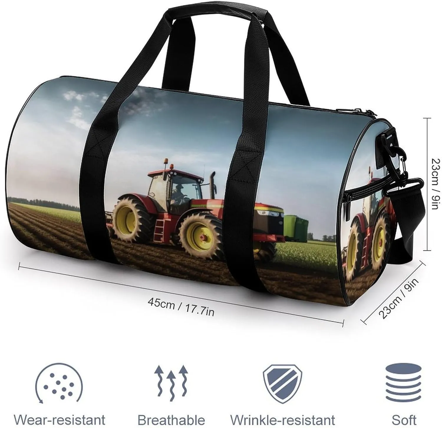 Sports Gym Bag for Women Men Travel Duffel Bag Tote Weekender Bag Tractor Farm Carry on Overnight Bag for Travel Swimming Fitness Workout Sports Duffle Bag