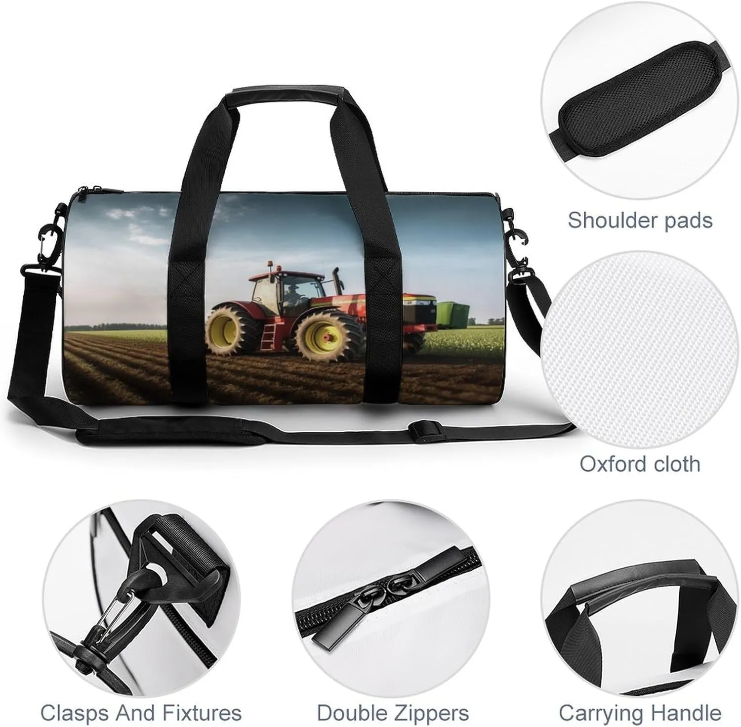 Sports Gym Bag for Women Men Travel Duffel Bag Tote Weekender Bag Tractor Farm Carry on Overnight Bag for Travel Swimming Fitness Workout Sports Duffle Bag