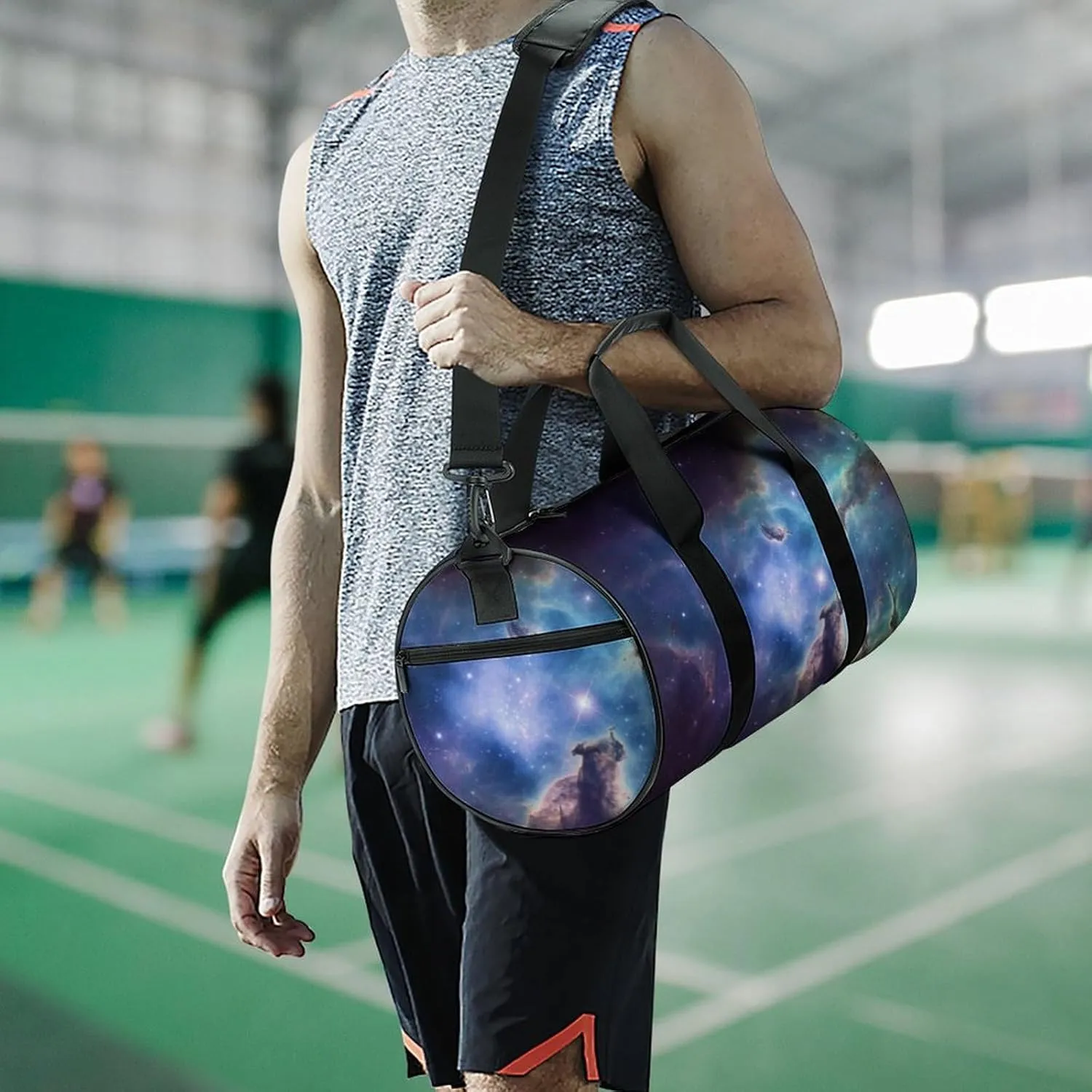 Sports Gym Bag for Women Men Travel Duffel Bag Tote Weekender Bag Universe Galaxy Space Carry on Overnight Bag for Travel Swimming Fitness Workout Sports Duffle Bag