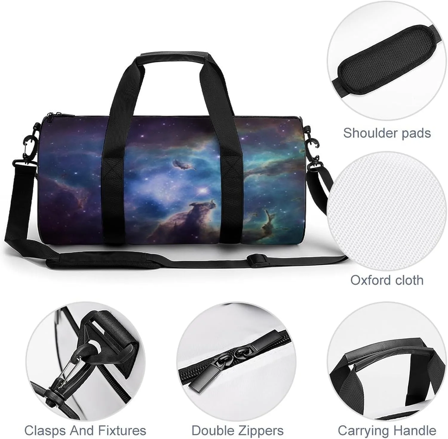 Sports Gym Bag for Women Men Travel Duffel Bag Tote Weekender Bag Universe Galaxy Space Carry on Overnight Bag for Travel Swimming Fitness Workout Sports Duffle Bag