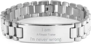 Stainless Steel Bracelet Fitness Trainer Engraved Confidence Gifts for Men and Women