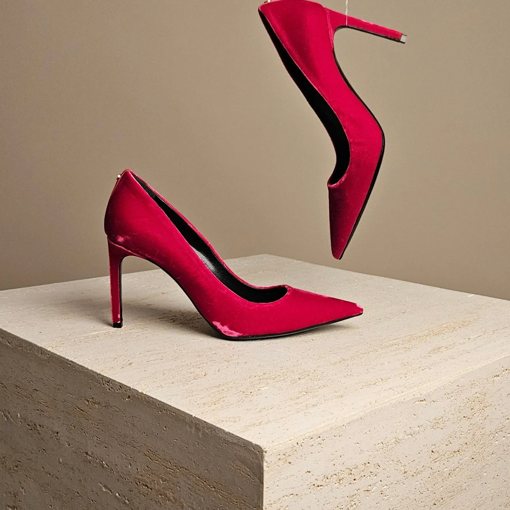 T Screw Velvet Pump Pink Velvet