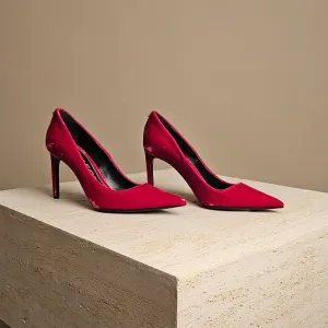 T Screw Velvet Pump Pink Velvet