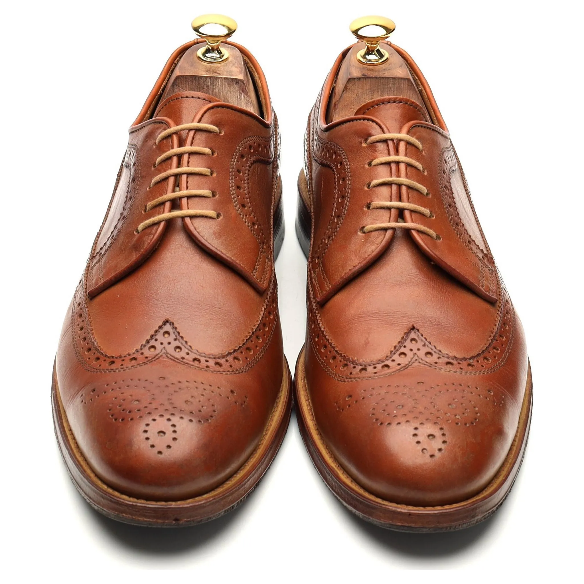 Tan Brown Leather Derby Brogues UK 10.5
