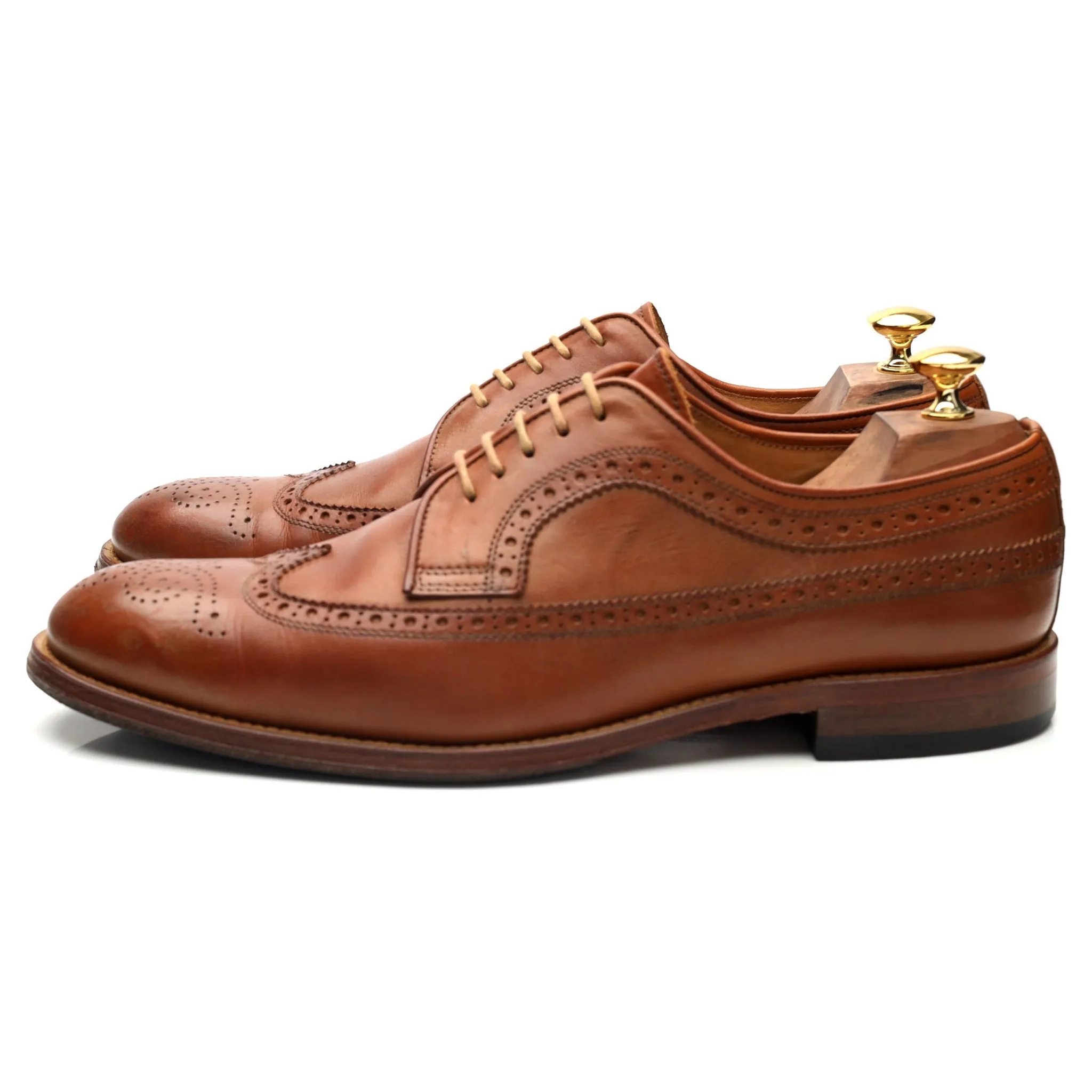 Tan Brown Leather Derby Brogues UK 10.5