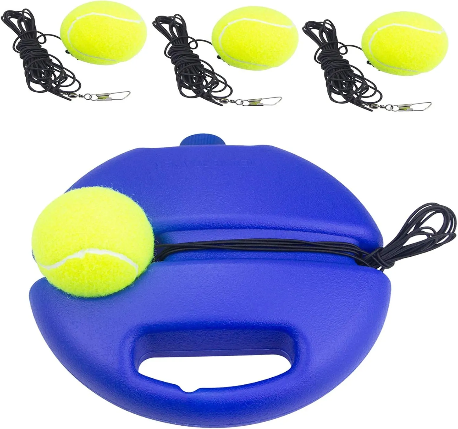 Tennis Trainer Rebound Ball, Tennis Practice Trainer Gear Tennis Training Equipment Kit with 1 Trainer Base 4 Elastic Ropes & 4 Balls for Beginners, Kids, Adults