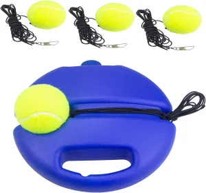 Tennis Trainer Rebound Ball, Tennis Practice Trainer Gear Tennis Training Equipment Kit with 1 Trainer Base 4 Elastic Ropes & 4 Balls for Beginners, Kids, Adults
