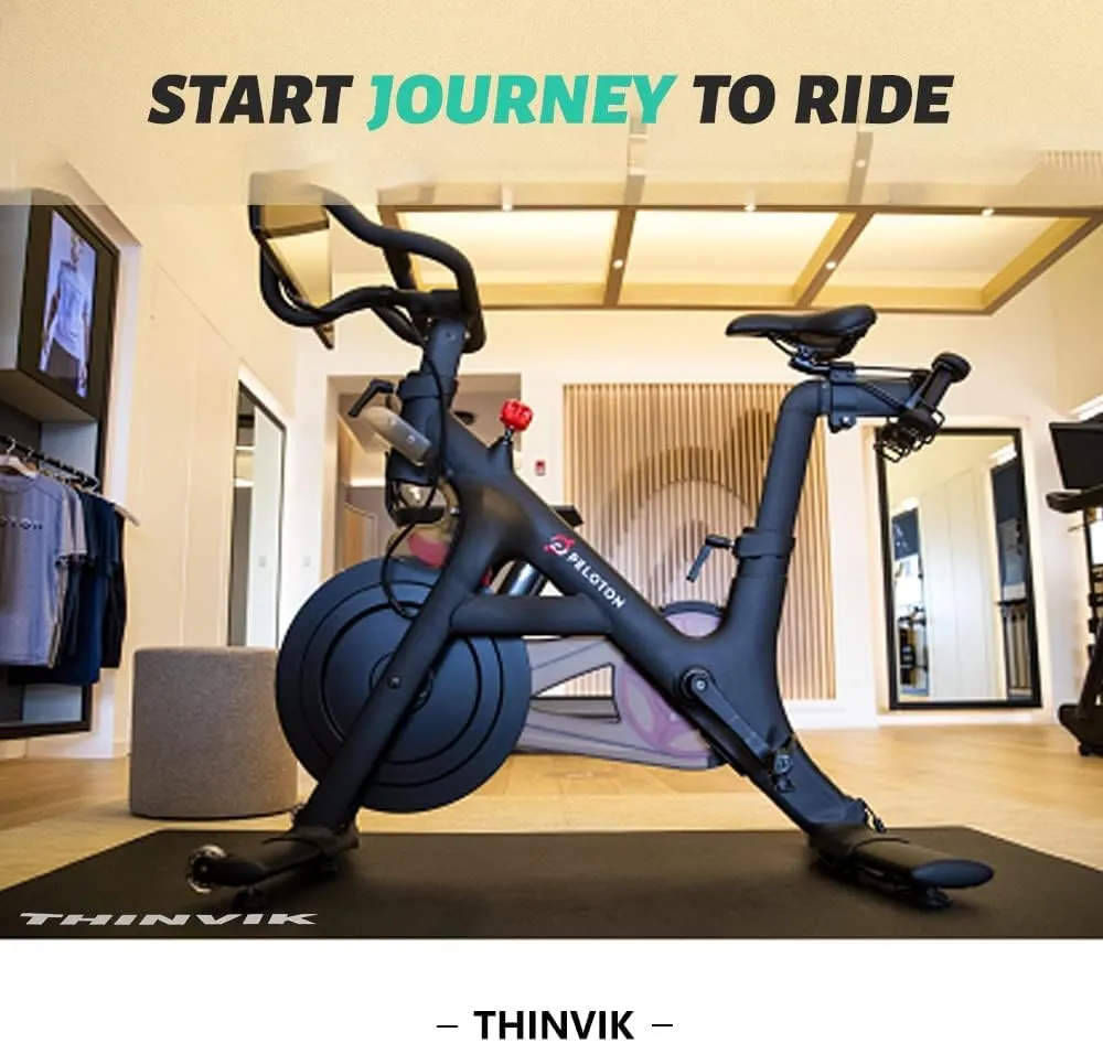 Thinvik Bike Mat for Peloton Spinning Bike & Wahoo Kickr 30×60in /30×72in Bicycle Trainer Mat for Cycleops Rowe Indoor Cycling Exercise Stationary Bike mat with Stone Texture 4mm/6mm Thickness