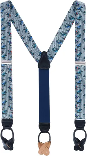 Trafalgar Men's Derby Winning Racehorse Silk Button End Braces