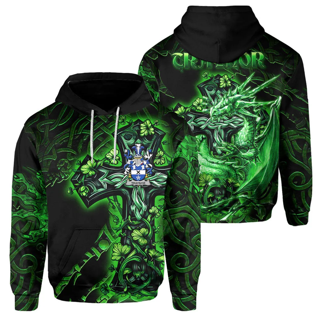 Traynor or Trainer Hoodies Celtic Cross And Dragon Style