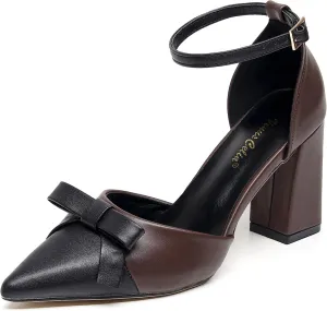 VenusCelia Women's Brightest Strap Pump Block Heel Shoe