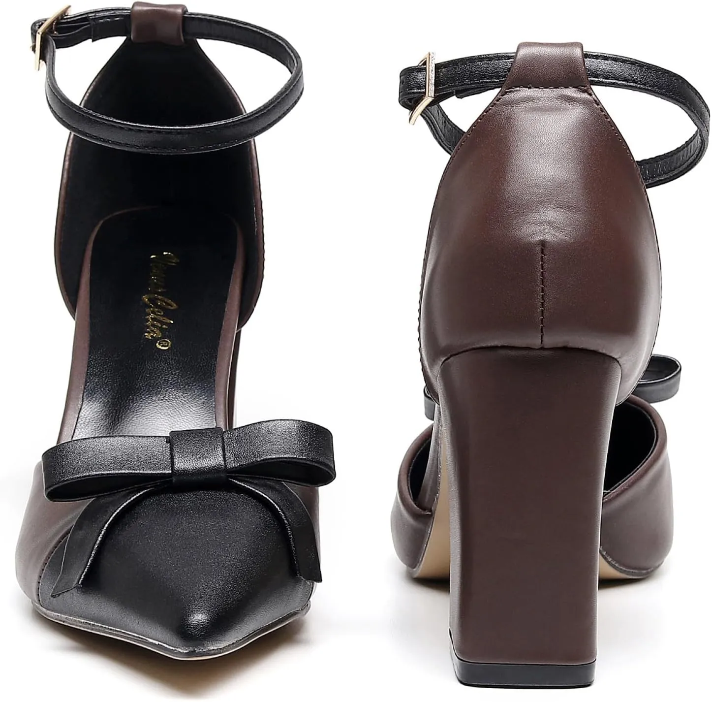 VenusCelia Women's Brightest Strap Pump Block Heel Shoe