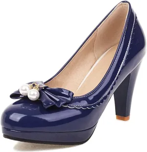 VOKLIN Women's Fashion Bowtie Pointed Toe Dress Pumps Platform High Heel Wedding Party Elagant Pump Shoes