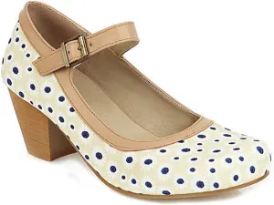 VOKLIN Women's Ladies Retro Mary Jane Pumps Round Toe Ankle Strap Chunky Block Mid Heel Oxford Dress Shoes