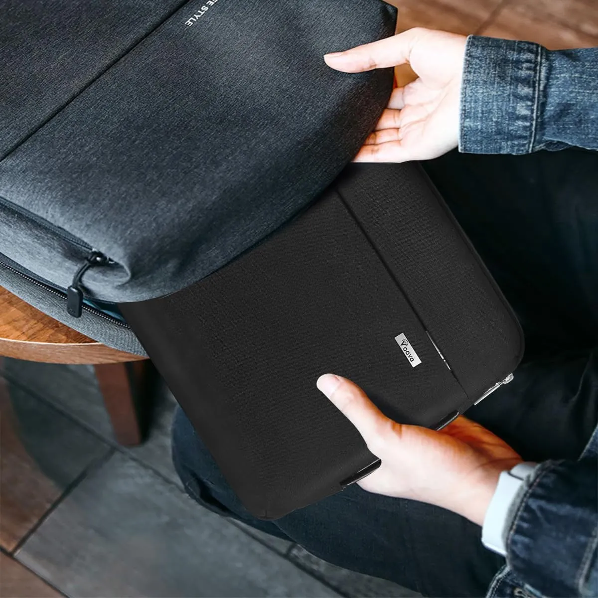 Voova Laptop Sleeve Case 14 15 Inch with Handle, 360° Protective Waterproof Slim Computer Bag Cover Compatible with MacBook Air 15 M2/M3/M4 2024-2025, MacBook Pro 14/15, Hp Chromebook 14, Black