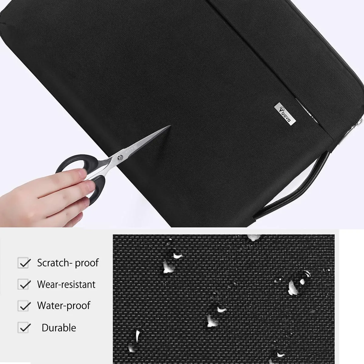 Voova Laptop Sleeve Case 14 15 Inch with Handle, 360° Protective Waterproof Slim Computer Bag Cover Compatible with MacBook Air 15 M2/M3/M4 2024-2025, MacBook Pro 14/15, Hp Chromebook 14, Black