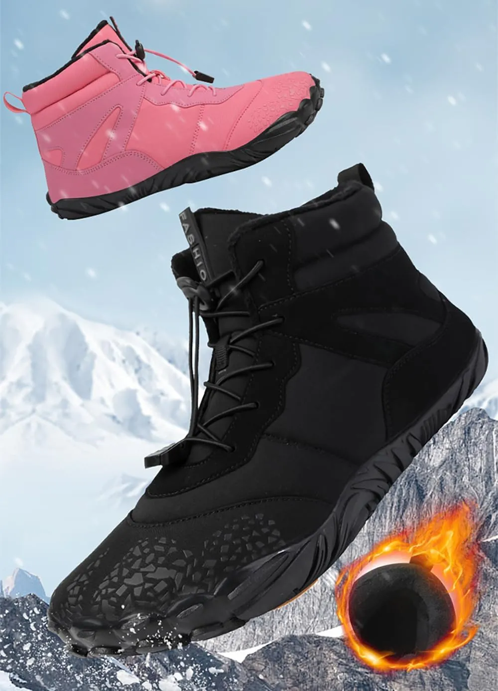 Winter Hike Walking Barefoot Footwear Womens Men Barefoot Boots Autumn Winter Waterproof Wide Toe Barefoot Shoes